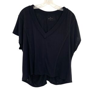 Altar’d State As Revival Black V-Neck Twist Knot Open Back Tee Shirt